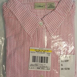 L.L.Bean XL Women's Vacationland Seersucker Shirt, Long-Sleeve
